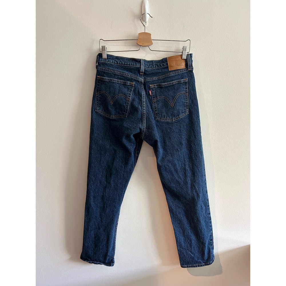 Levi's Premium Wedgie Straight Jeans Dark Indigo 30 High Rise Button Fly Denim - Picture 4 of 9
